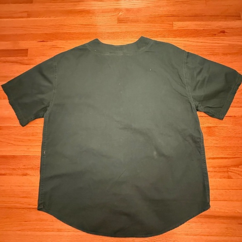 Western Cotton Button‎ Front Shirt L Green V-Neck Utility Workwear Cowgirl Style - Picture 6 of 6